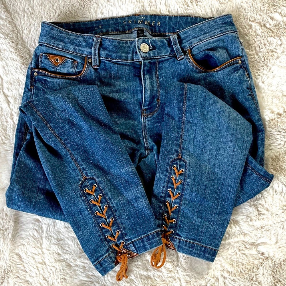 The Skimmer Leather Lace Up Ankle Jeans